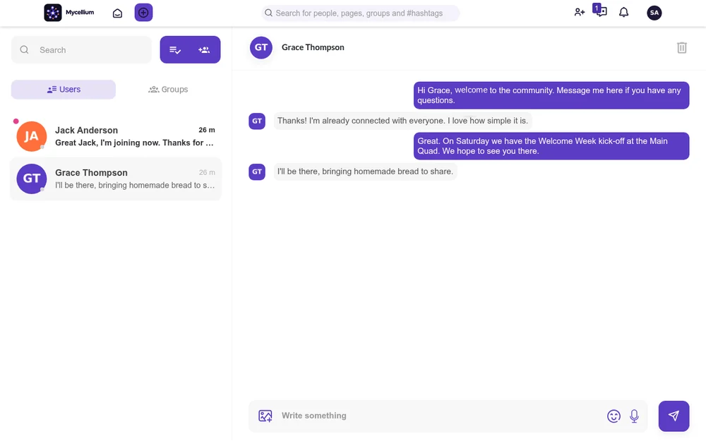 Private conversation between two members