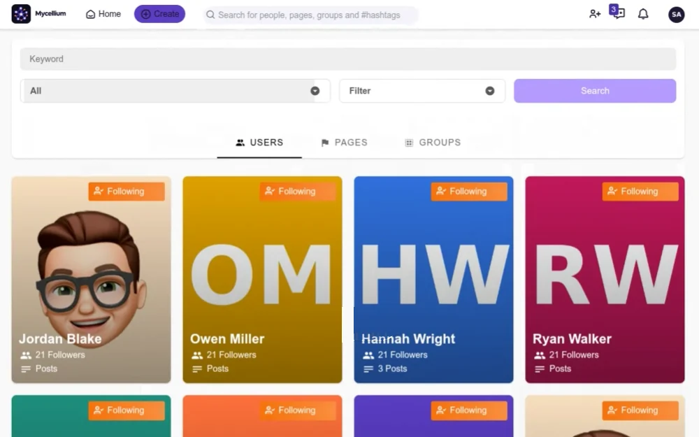 People directory where every student is already followed